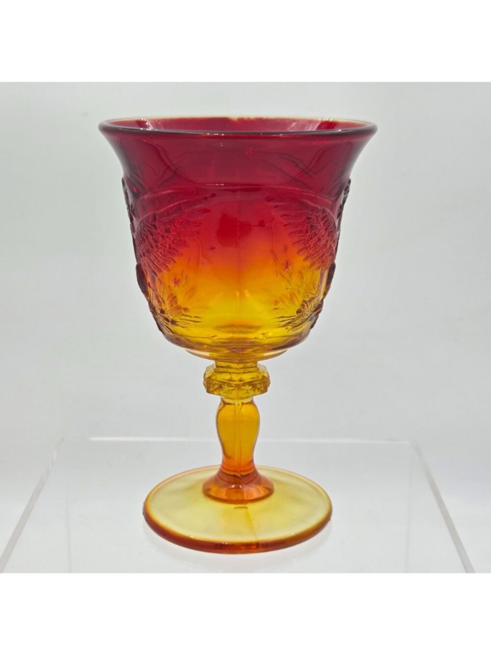 L. E. Smith Glass Amberina American Eagle Goblet 6½″ Wine Glass Mid-Century - Picture 5 of 7